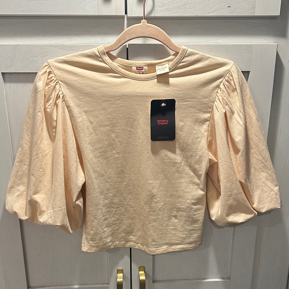 NWT Levi's peach pink Puff Sleeve Blouse cotton